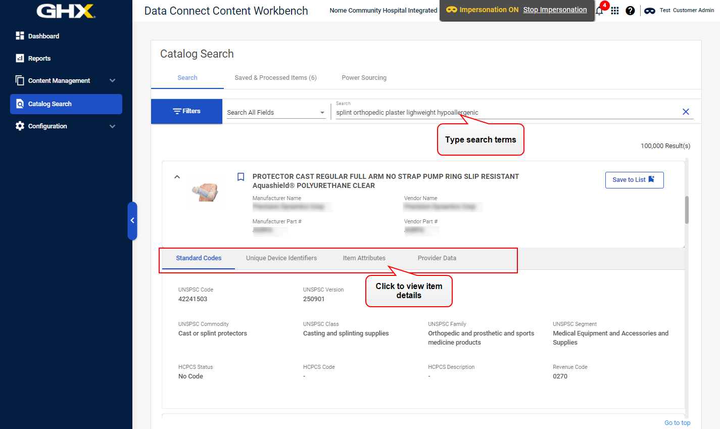 Catalog Search page