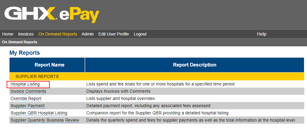 Generate a Hospital Listing Report