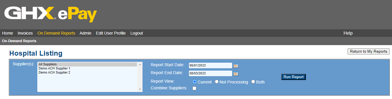 Generate a Hospital Listing Report