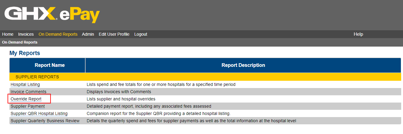 Generate an Override Report